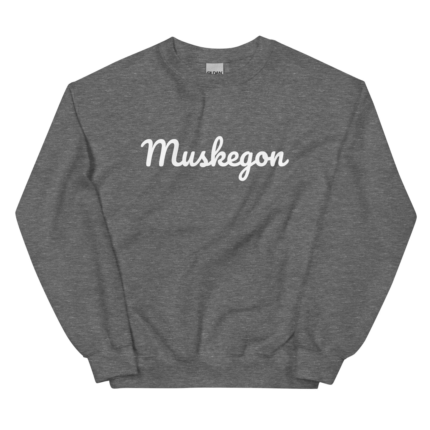 Muskegon, Michigan Solo Script Unisex Sweatshirt Muskegon, Michigan Solo Script Unisex Sweatshirt