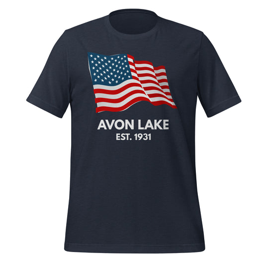 Avon Lake, Ohio Fourth of July Flag Short Sleeve Unisex T-Shirt Avon Lake, Ohio Fourth of July Flag Short Sleeve Unisex T-Shirt