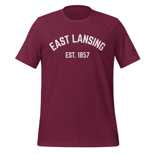 East Lansing Michigan Block Short Sleeve Unisex t-shirt East Lansing Michigan Block Short Sleeve Unisex t-shirt