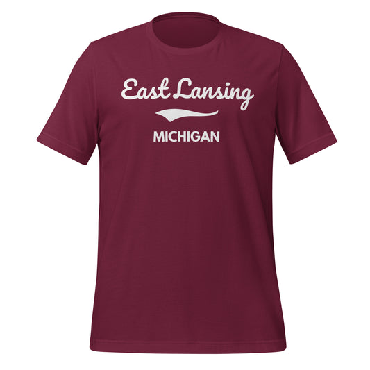 East Lansing Michigan Script Short Sleeve Unisex T-Shirt East Lansing Michigan Script Short Sleeve Unisex T-Shirt