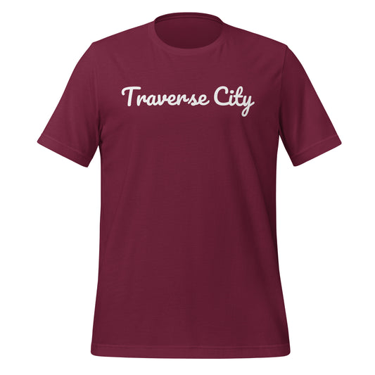 Traverse City, Michigan Solo Script Unisex T-Shirt Traverse City, Michigan Solo Script Unisex T-Shirt
