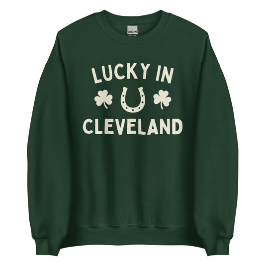 Lucky in Cleveland, Ohio - Saint Patrick's Day Crewneck Unisex Sweatshirt