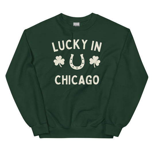 Lucky in Chicago - St. Patrick's Day - Crewneck Unisex Sweatshirt