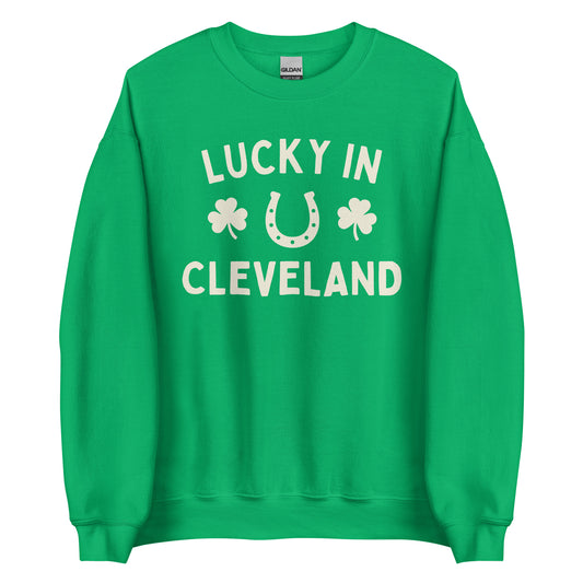 Lucky in Cleveland, Ohio - Saint Patrick's Day Crewneck Unisex Sweatshirt