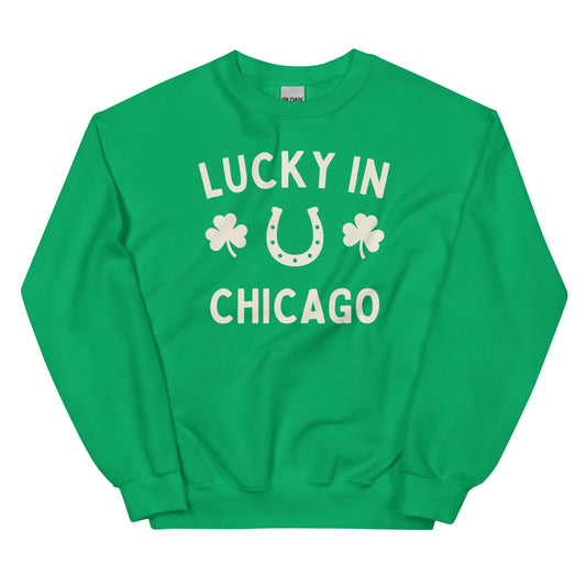 Lucky in Chicago - St. Patrick's Day - Crewneck Unisex Sweatshirt