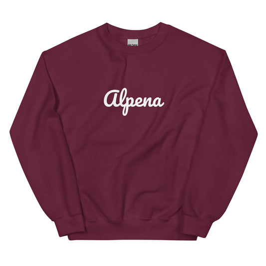 Alpena, Michigan  Solo Script Crewneck Unisex Sweatshirt