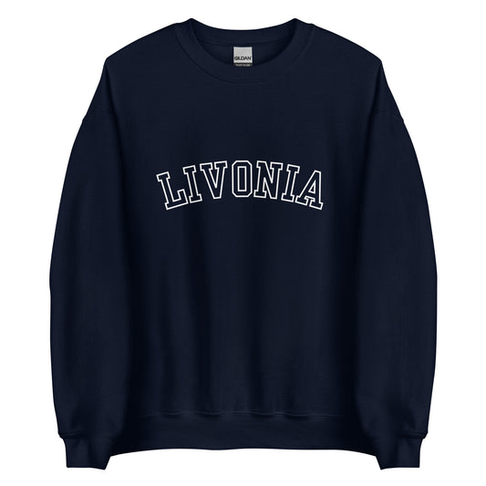 Livonia Michigan Outline Crewneck Unisex Sweatshirt