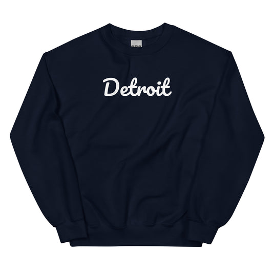 Detroit Michigan Solo Script Crewneck Unisex Sweatshirt
