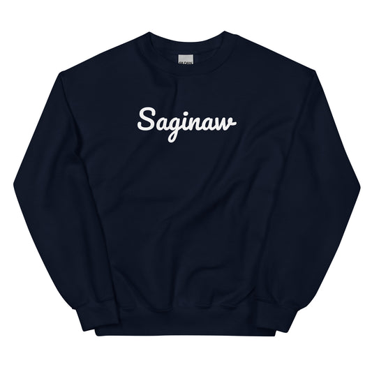 Saginaw Michigan Solo Script Crewneck Unisex Sweatshirt