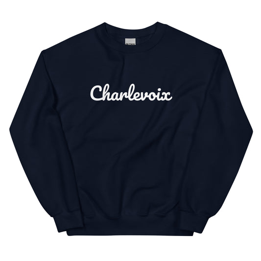 Charlevoix, Michigan Solo Script Unisex Sweatshirt