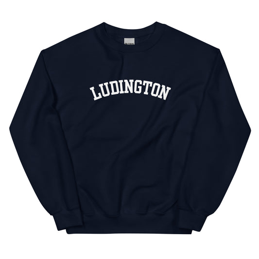 Ludington, Michigan - Block Solo Crewneck Unisex Sweatshirt