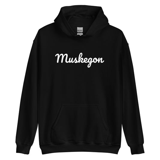 Muskegon, Michigan Solo Script Unisex Hoodie