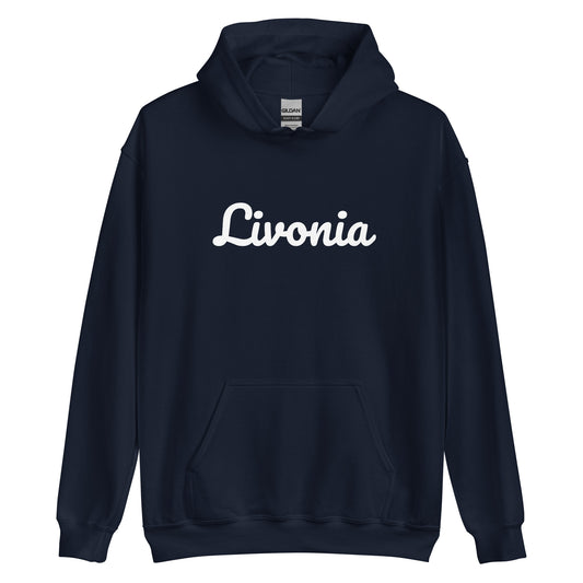 Livonia Michigan Solo Script Unisex Hoodie