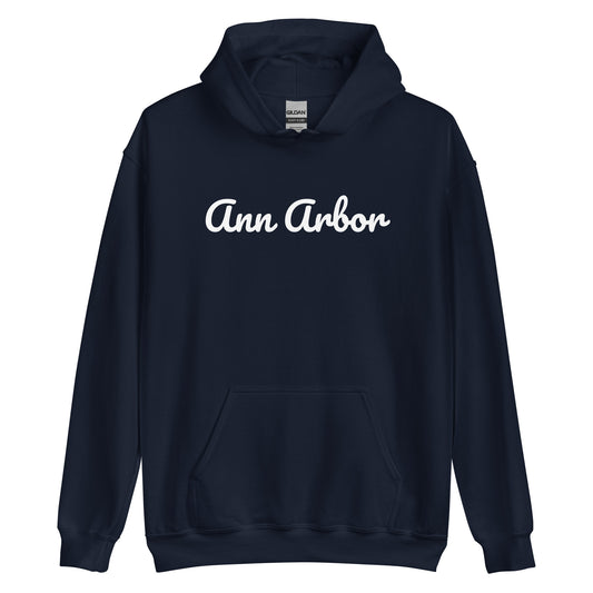 Ann Arbor, Michigan Solo Script Unisex Hoodie