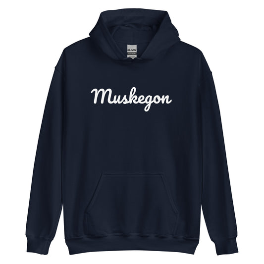 Muskegon, Michigan Solo Script Unisex Hoodie