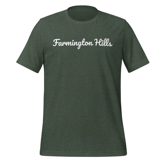 Farmington Hiils, Michigan Solo Script Unisex t-shirt