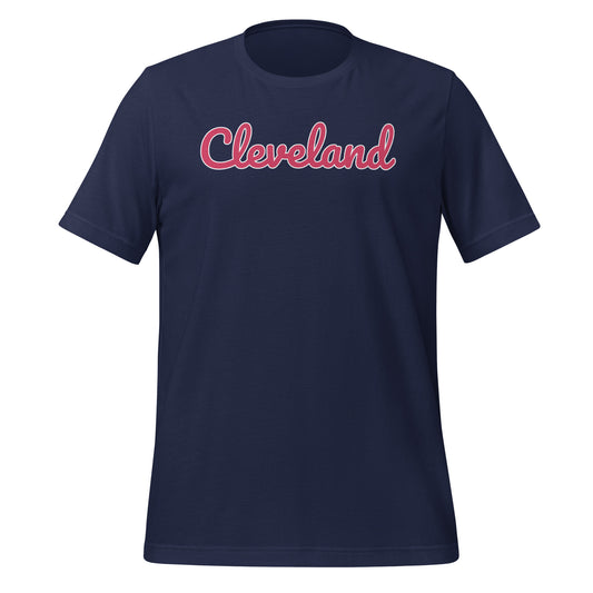 Cleveland Baseball - Solo Script - Red White Outline - Unisex T-Shirt