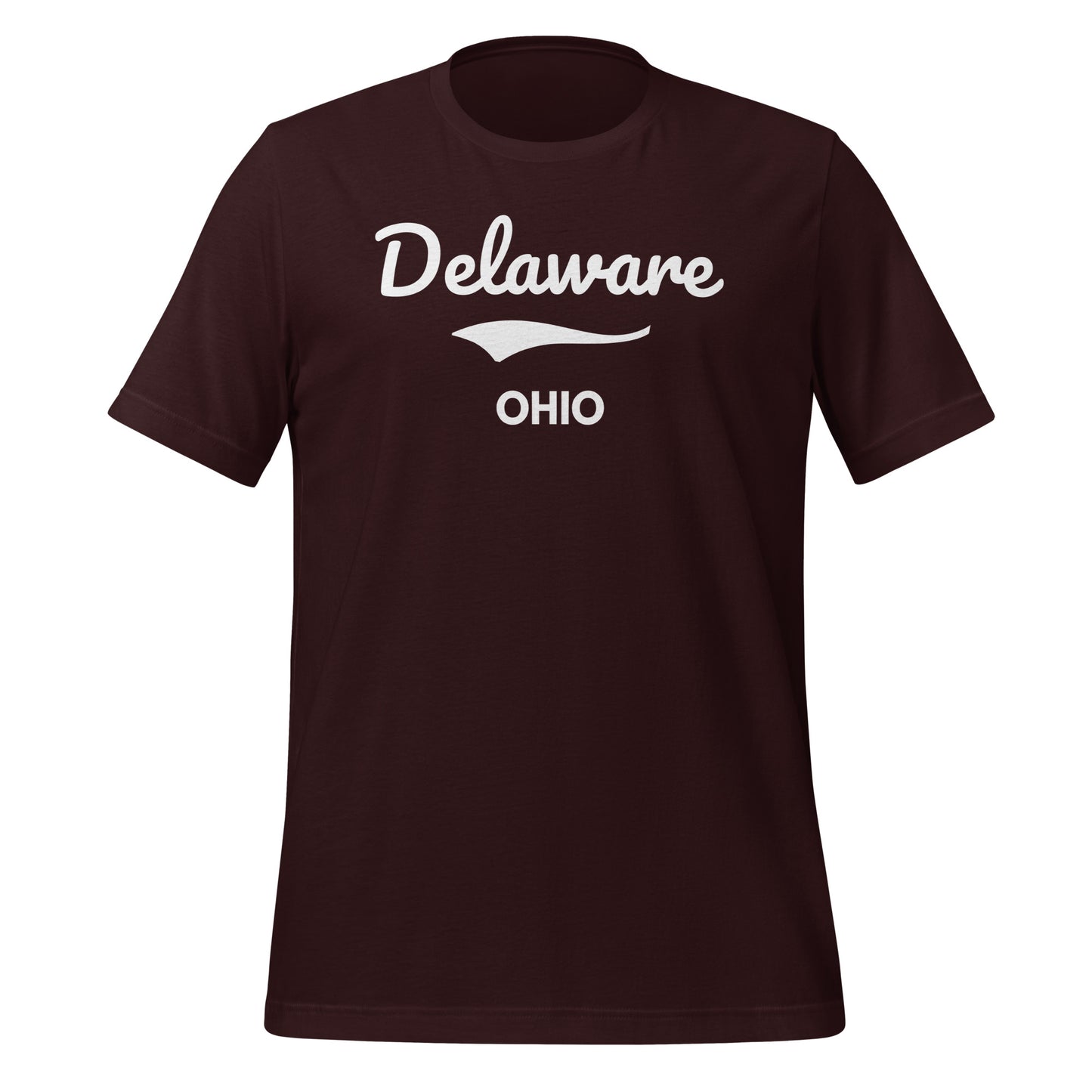 Delaware Ohio Script Short Sleeve Unisex t-shirt